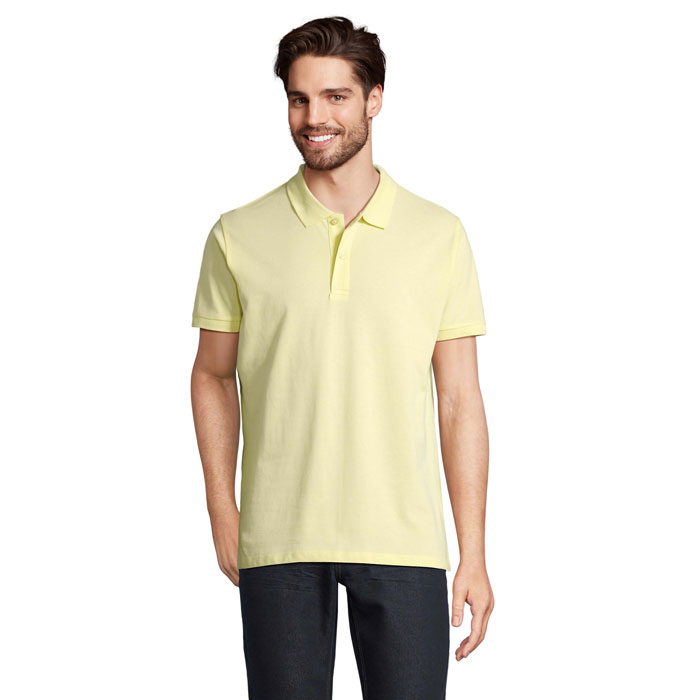Polo homme coton bio personnalisé 170g - PLANET Jaune clair